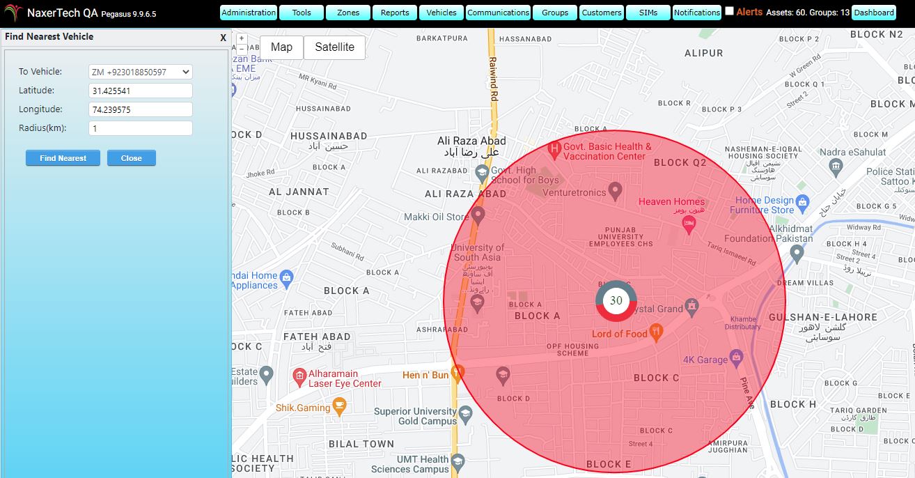 Find nearest vehicle tool